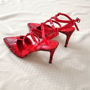 Mix No. 6 Red and Black high heel shoes.